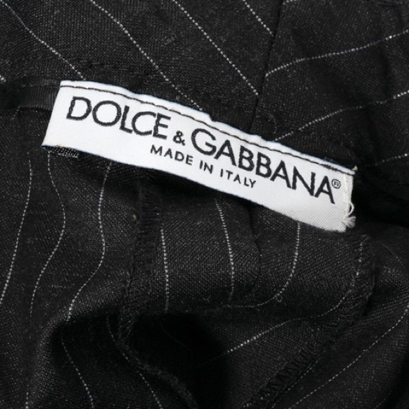 Dolce&Gabbana Vintage Pant Grey w/ Metallic Silver Pin Stripe Floral size 4 - Picture 2 of 5
